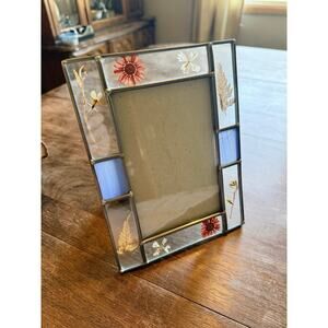 Artisan Leaded Glass Botanical Picture Frame • 4x6
